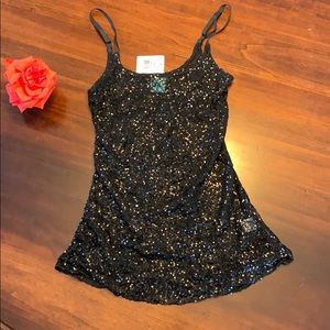 Sheer black sequins camisole (small)